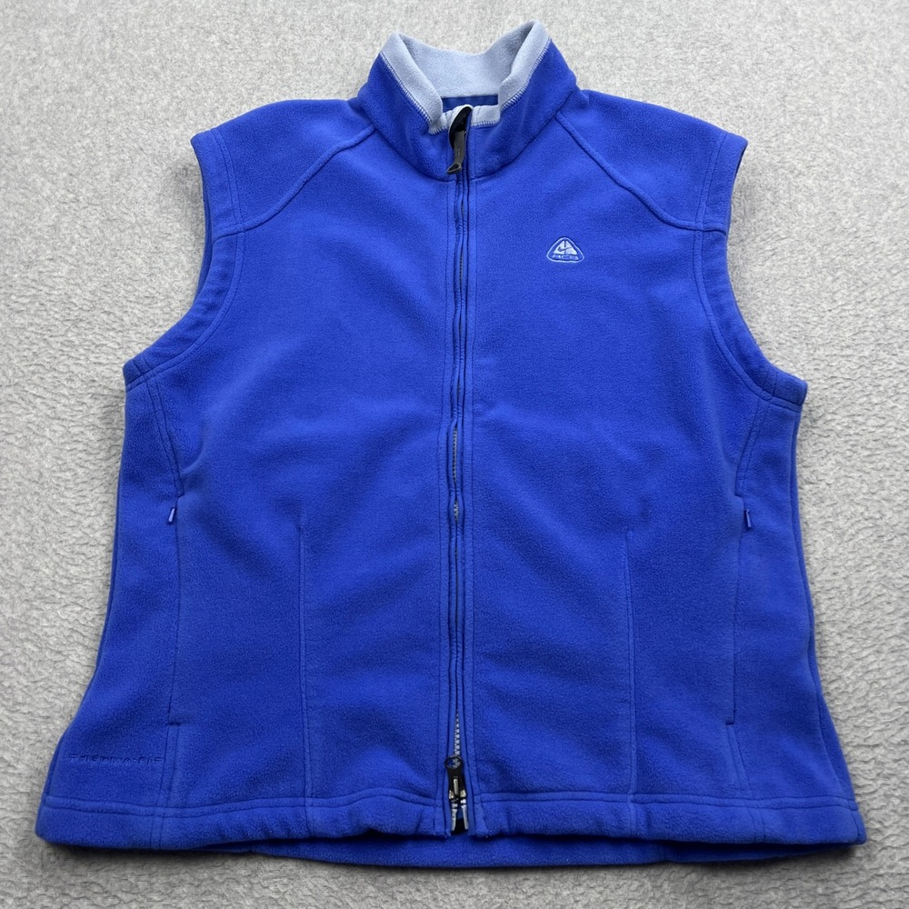 Nike‎ ACG Therma-FIT Vest Womens XL Blue Fleece Full Zip Outdoor Mock Neck Layer